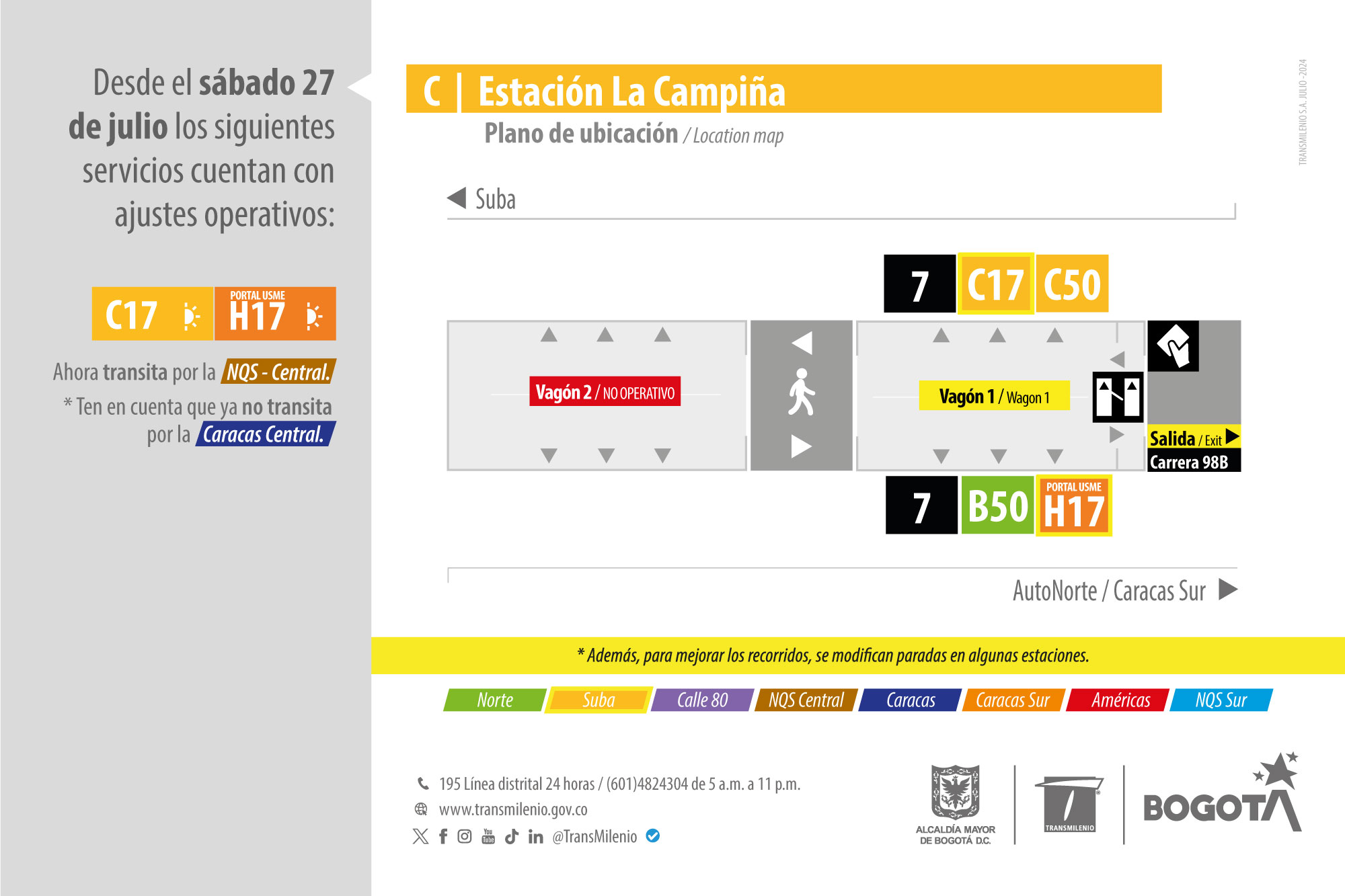 Servicios troncales 7 y C17 cuentan con cambios en su operación