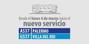 Nuevo zonal servicio A537 Palermo - G537 Villa del Río